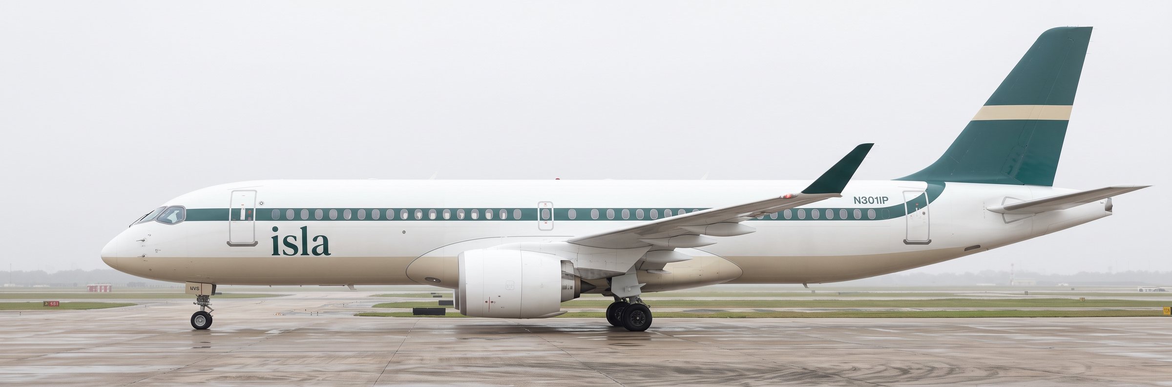 An Isla Airbus A220-300 on the ramp