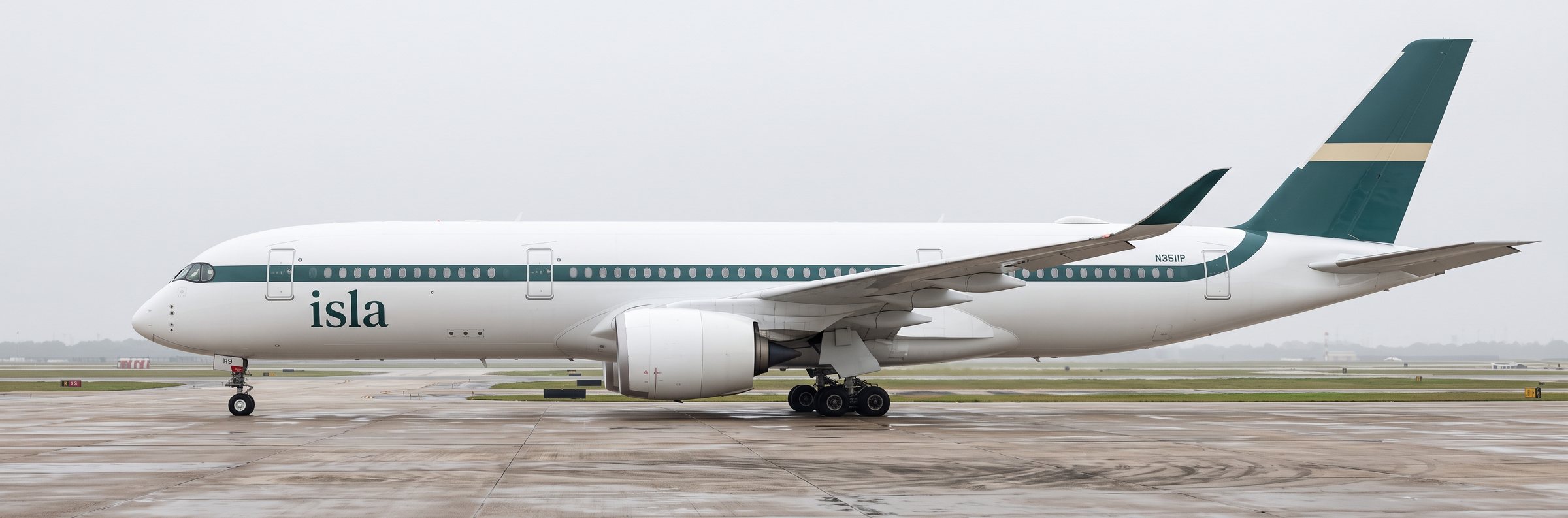 An Isla Airbus A350-1000 on the ramp
